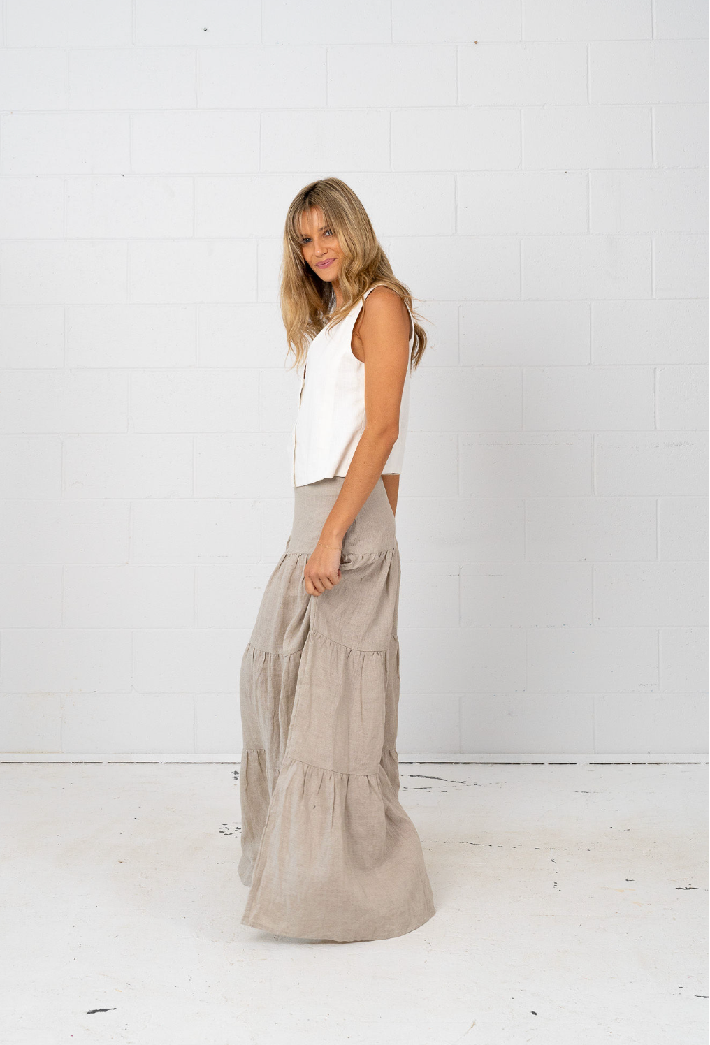 Kath Tiered Skirt - Natural