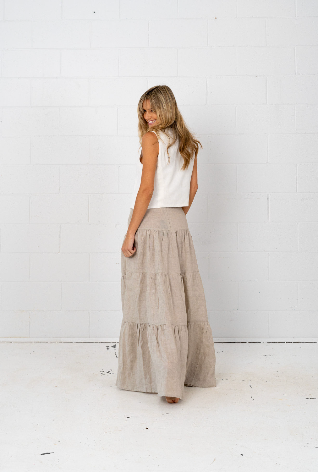 Kath Tiered Skirt - Natural
